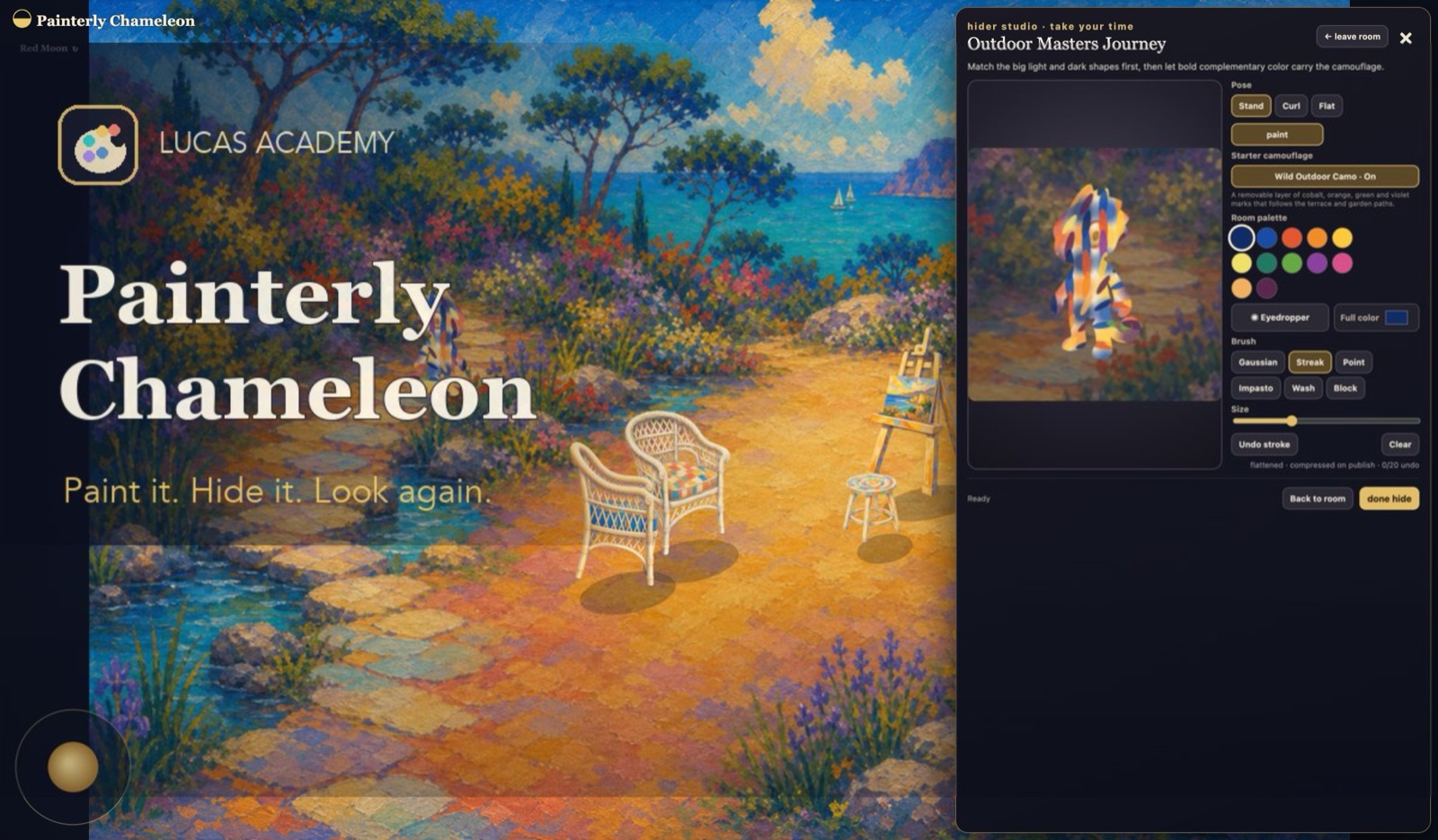 Painterly Chameleon — a hide-and-seek game inside paintings
